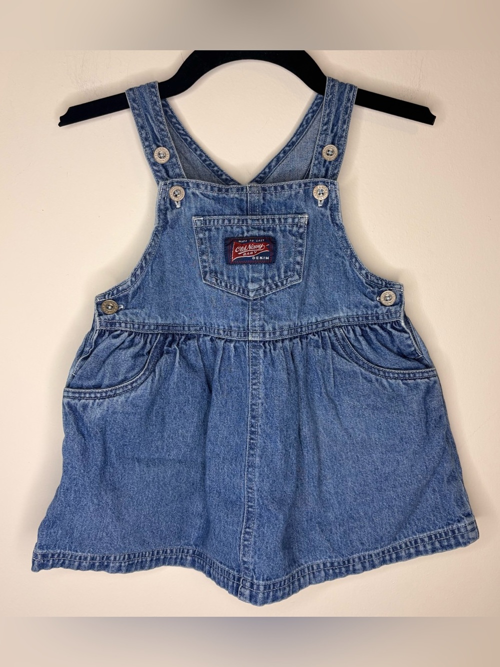 Old Navy Baby Y2K Blue Denim Overall Dress for Kids Size 18m/24m 100% Cotton